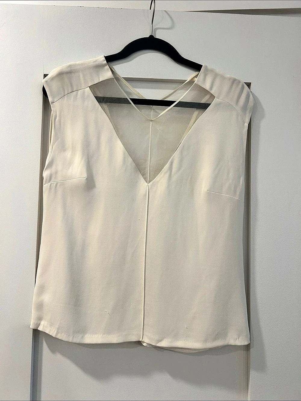 Sandro Cream V-Neck Blouse Size 1 (small)